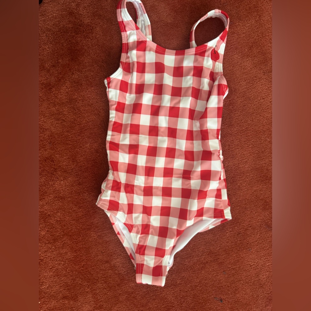 Girls Red and White Gingham One-Piece Swimsuit - Kids